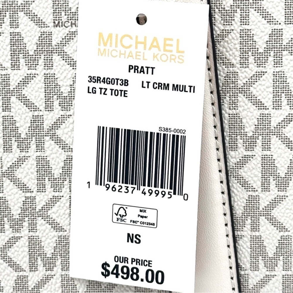 Michael Kors Pratt Large Signature Logo Tote Bag Light Cream Multi - Picture 11 of 11
